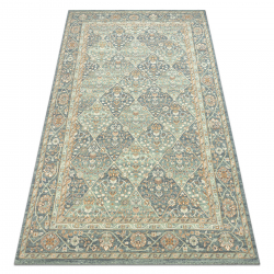 Alfombra de lana SOHO 477.27.LA500 OSTA - Rombo, marco geométrico natural verde / azul