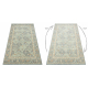 Tappeto in lana SOHO 477.27.LA500 OSTA - Rombo, cornice geometrica naturale verde / blu