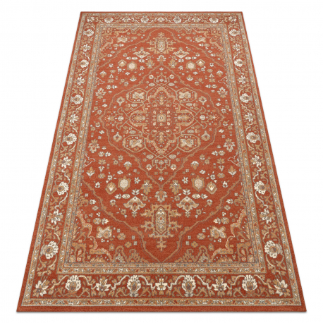 Tappeto in lana SOHO 477.01.LA301 OSTA Ornamento, cornice naturale terracotta / beige