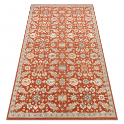 Alfombra de lana SOHO 477.07.LA300 OSTA - Flores, estructura, natural terracota / azul