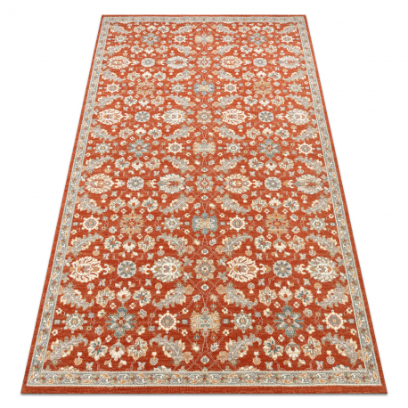 Alfombra de lana SOHO 477.07.LA300 OSTA - Flores, estructura, natural terracota / azul