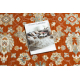 Tappeto in lana SOHO 477.07.LA300 OSTA - Fiori, cornice, naturale terracotta / blu