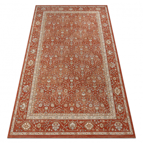 Wollteppich SOHO 477.27.LA300 OSTA - Rhombus, Rahmen geometrisch natur terrakotta/beige