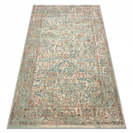 Alfombra de lana SOHO 477.04.LA400 OSTA - Ornamento, estructura, natural verde / beige