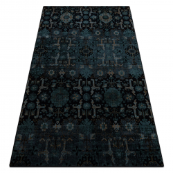 Alfombra de lana OMEGA KARAJA flores azul oscuro