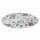 Tapijt BONO 9207 cirkel straten, stad, bouwplaats room / lichtgrijs - TWEEDE-KLASSE PRODUCT 