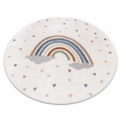 Teppich BONO 724 Kreis RAINBOW HEART creme / hellgrau - ZWEITKLASSIGES PRODUKT