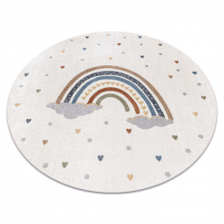 Carpet BONO 724 circle RAINBOW HEART cream / light grey - SECOND-RATE PRODUCT