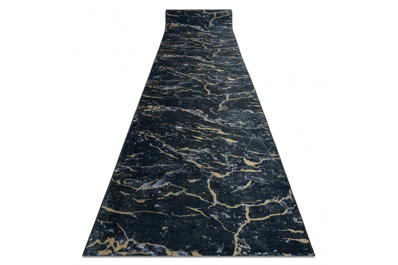 CHODNIK podgumowany DO PRANIA LOTUS GALACTIC 9523 Marmur czarny / złoty - Szerokość : 80 cm