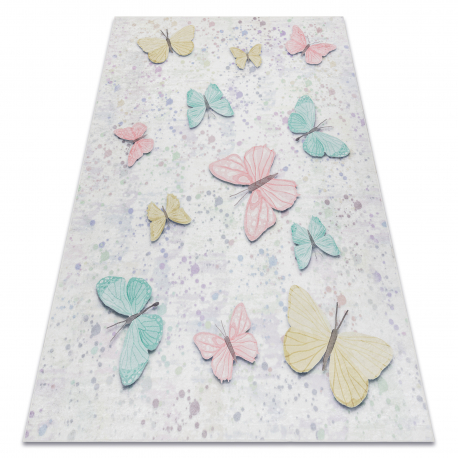 BAMBINO 1610 Waschteppich Schmetterlinge für Kinder Anti-Rutsch - creme - ZWEITKLASSIGES PRODUKT