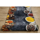 Pogumovaný běhoun LOTUS KITCHEN 40580 Nádobí, kuchyň šedá / žlutý NA MYTÍ