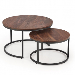 Couchtisch 2-set JAVA Nussfarbe / schwarz
