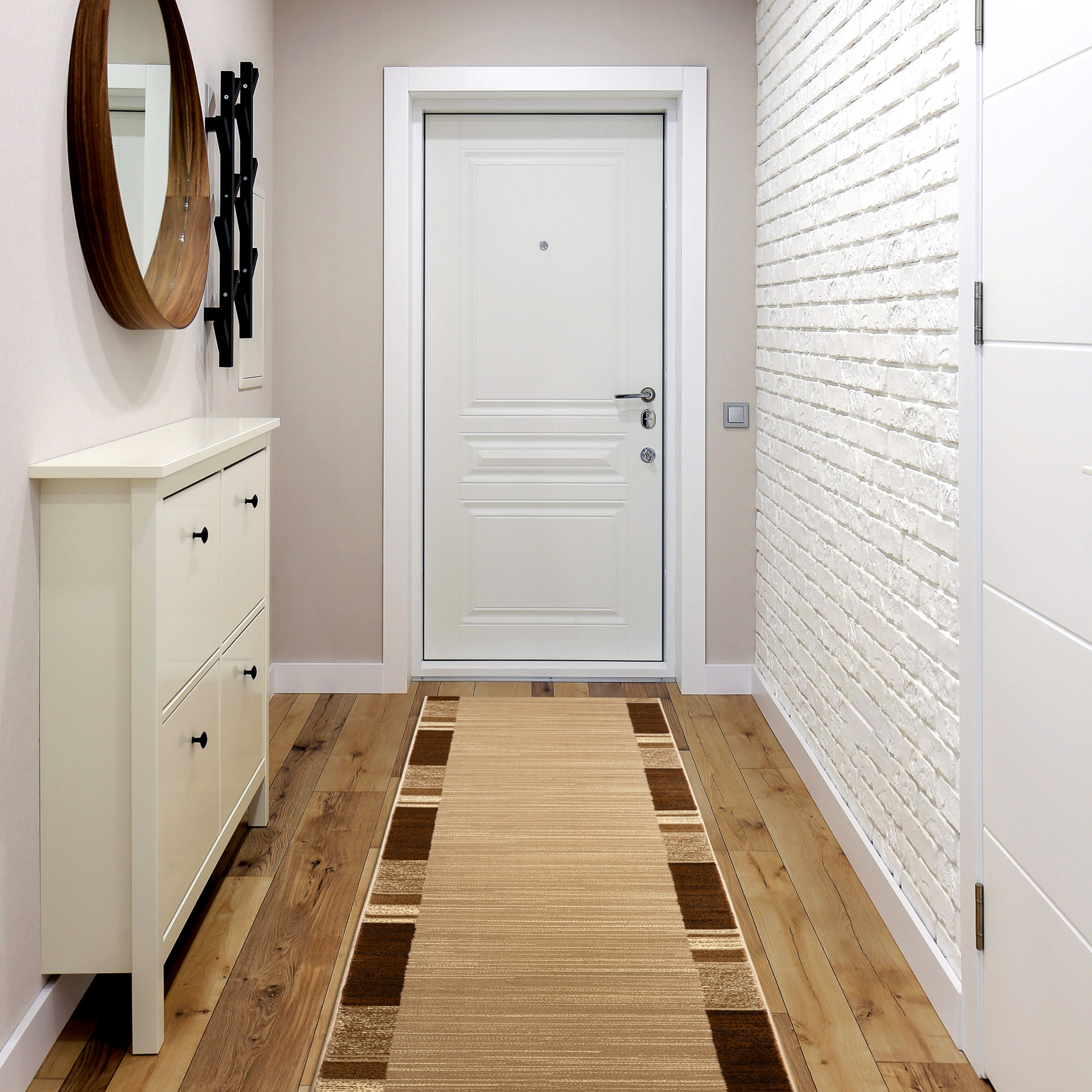 Tapis De Couloir Rectangle Royal FB23 - 80x460 Cm, Beige/Crème, Polypropylène Résistant, Pour Entrée, Cuisine, Salle à Manger