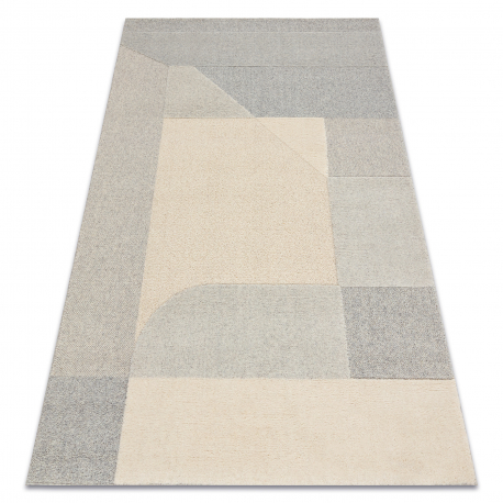 FLUX 461.12.AE120 Wollteppich OSTA - Geometrisch, Strukturell, Loft creme / grau