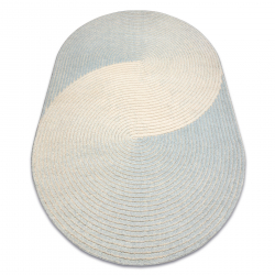FLUX ovaal 461.67.AE502 wollen tapijt OSTA - Geometrisch, structureel, loft blauw / crème