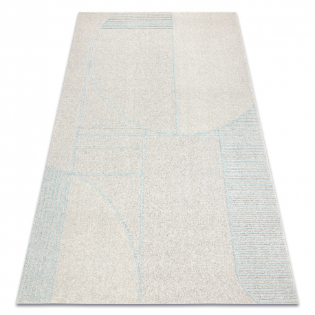FLUX 461.14.AE120 Wollteppich OSTA - Geometrisch, Strukturell, Loft grau / blau