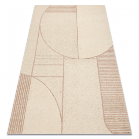 FLUX 461.14.AE200 ullteppe OSTA - Geometrisk, strukturell, loft beige / rosa