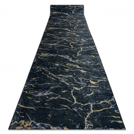 Alfombra de pasillo con refuerzo de goma LOTUS GALACTIC 9523 Mármol negro / oro lavable 120cm