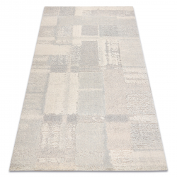 FLUX 461.43.AE110 vilnas paklājs OSTA - Ģeometrisks, strukturāls, bēniņu krēmkrāsas / pelēks