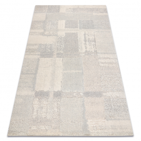 FLUX 461.43.AE110 Wollteppich OSTA - Geometrisch, Strukturell, Loft creme / grau