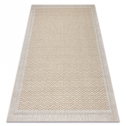 Tapis ORIGI 3739 crème / beige - Cadre, chevron ficelle SISAL tissée à plat