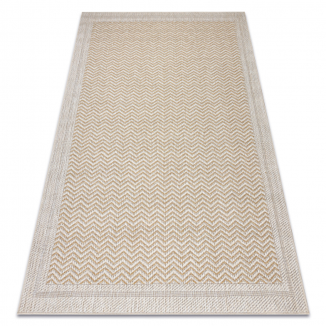 Teppich ORIGI 3739 creme / beige - Rahmen, Fischgrät flachgewebte SISAL schnur
