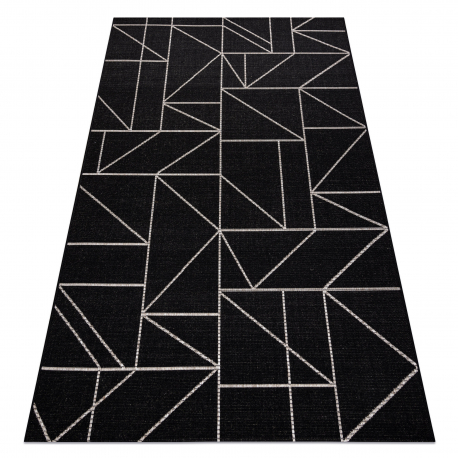 TEPPICH SIZAL FLOORLUX 20605 schwarz / silber DREIECKE, GEOMETRISCH - ZWEITKLASSIGES PRODUKT