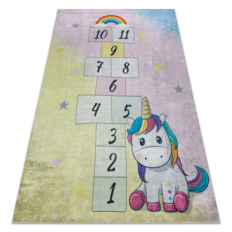 BAMBINO 54060 plovimo kilimas klasė, vaivorykštė vaikams neslystantis - rožinis / geltona