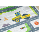 BAMBINO 2338 covor lavabil Excavator, străzi pentru copii anti-alunecare - alb / verde