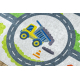 Tappeto lavabile BAMBINO 2338 Escavatore, strade per bambini antiscivolo - bianca / verde
