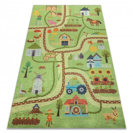 BAMBINO 50200 washing carpet Village, streets for children anti-slip - green / brown 