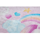 Tapis lavable BAMBINO 2533 Licorne, arc-en-ciel pour les enfants antidérapant - rose