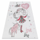 BAMBINO 2644 Waschteppich Mädchen, Einhorn für Kinder Anti-Rutsch - weiß / rosa