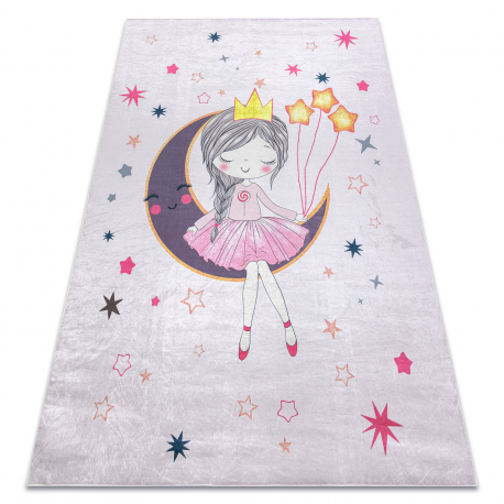 BAMBINO 48060 Waschteppich Prinzessin, Sterne für Kinder Anti-Rutsch - rosa