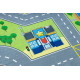 BAMBINO 9028 Waschteppich Stadt, Straßen für Kinder Anti-Rutsch - grün / grau 