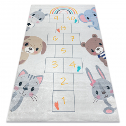 BAMBINO 43092 mosható szőnyeg Állatok, komló gyerekeknek csúszásgátló - szürke / sárga