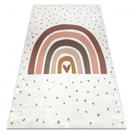 BAMBINO 46960 washing carpet Rainbow, dots for children anti-slip - white / brown