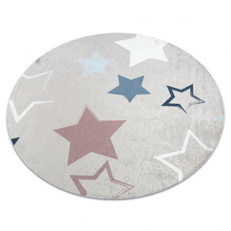 BAMBINO 48130 rund Waschteppich Sterne für Kinder Anti-Rutsch - beige / grau 