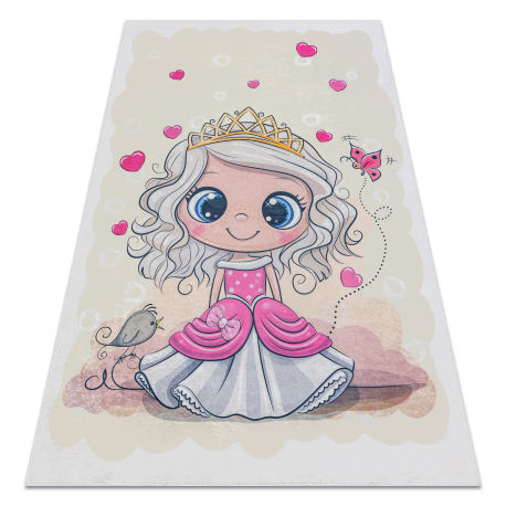 BAMBINO 43020 plovimo kilimas Princesė, žvaigždės vaikams neslystantis - kreminės / rožinis