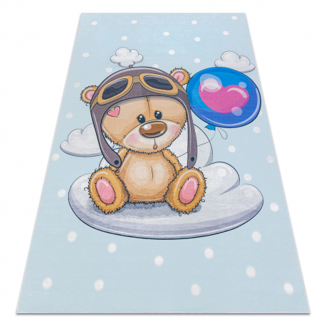 BAMBINO 43030 Waschteppich Teddybär, der Pilot für Kinder Anti-Rutsch - blau / braun 