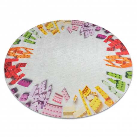BAMBINO 38480 rund Waschteppich Baukasten für Kinder Anti-Rutsch - grau / gelb