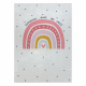 Alfombra lavable BAMBINO 47810 Arcoiris, puntos para niños antideslizante - blanco / rosado