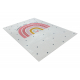 Alfombra lavable BAMBINO 47810 Arcoiris, puntos para niños antideslizante - blanco / rosado