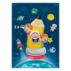 BAMBINO 42810 washing carpet Rocket, planets for children anti-slip - blue / brown 