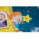 BAMBINO 42810 umývací koberec Raketa, planéty pre deti protišmykový - modrý / hnedá