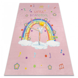 Tapis lavable BAMBINO 41870 Ballerine, arc-en-ciel pour les enfants antidérapant - rose