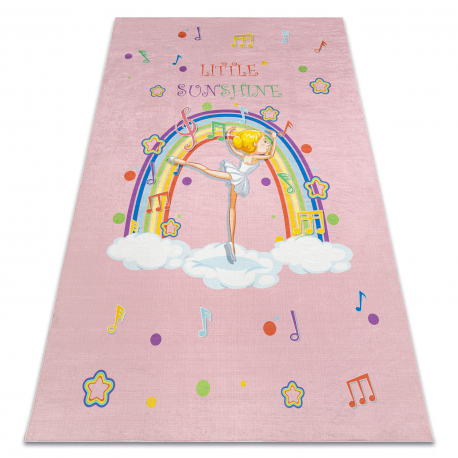 BAMBINO 41870 plovimo kilimas Balerina, vaivorykštė vaikams neslystantis - rožinis