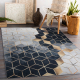Tapis lavable ANDRE 1171 Cube, géométrique antidérapant - noir / or - PRODUIT DE DEUXIÈME QUALITÉ