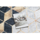 Tapis lavable ANDRE 1171 Cube, géométrique antidérapant - noir / or - PRODUIT DE DEUXIÈME QUALITÉ
