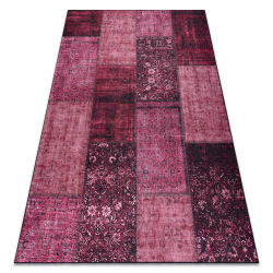 Tapis ANTIKA 127 tek, patchwork moderne, lavable grec - rose - PRODUIT DE DEUXIÈME QUALITÉ